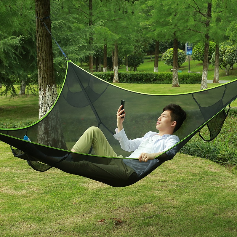 Cheap Goat Tents New Outdoor Ultralight Parachute Net Hammock With Mosquito Net Travel  Camping Portable Garden Hnaging Swing 2021 Tents 
